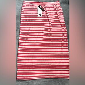 Noisy May NWT Coral and White Striped Pencil Skirt SMALL